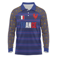 Custom France Rugby-Le XV de France Long Sleeve Polo Shirt Go Les Bleus