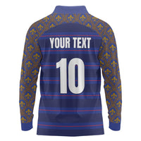 Custom France Rugby-Le XV de France Long Sleeve Polo Shirt Go Les Bleus
