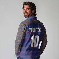 Custom France Rugby-Le XV de France Long Sleeve Polo Shirt Go Les Bleus