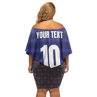 Custom France Rugby-Le XV de France Off Shoulder Short Dress Go Les Bleus