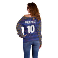 Custom France Rugby-Le XV de France Off Shoulder Sweater Go Les Bleus