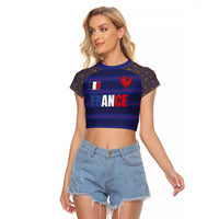 Custom France Rugby-Le XV de France Raglan Cropped T Shirt Go Les Bleus