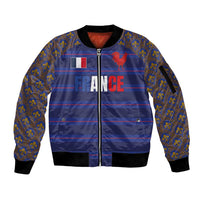 Custom France Rugby-Le XV de France Sleeve Zip Bomber Jacket Go Les Bleus