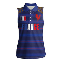 Custom France Rugby-Le XV de France Women Sleeveless Polo Shirt Go Les Bleus