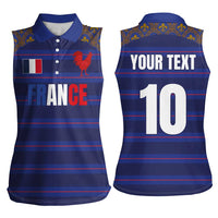 Custom France Rugby-Le XV de France Women Sleeveless Polo Shirt Go Les Bleus