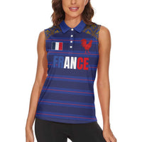 Custom France Rugby-Le XV de France Women Sleeveless Polo Shirt Go Les Bleus