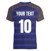 Custom France Rugby-Le XV de France Women V-Neck T-Shirt Go Les Bleus