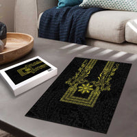 Philippines Barong Style Puzzle with Polynesian Art and Leaf Motif Black-Gold Color