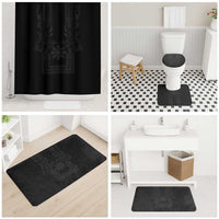 Philippines Barong Style Bathroom Set with Polynesian Art and Leaf Motif Black Color