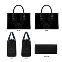 Philippines Barong Style Leather Bag with Polynesian Art and Leaf Motif Black Color