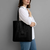 Philippines Barong Style Tote Bag with Polynesian Art and Leaf Motif Black Color