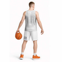 Philippines Barong Style Basketball Jersey with Polynesian Art and Leaf Motif White Color