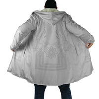 Philippines Barong Style Cloak with Polynesian Art and Leaf Motif White Color