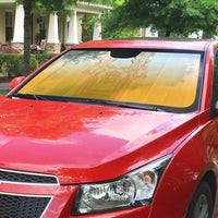 Philippines Barong Style Auto Sun Shade with Polynesian Art and Leaf Motif Yellow Color