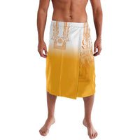 Philippines Barong Style Lavalava with Polynesian Art and Leaf Motif Yellow Color