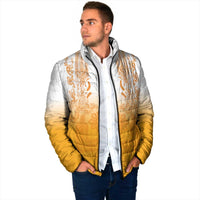 Philippines Barong Style Padded Jacket with Polynesian Art and Leaf Motif Yellow Color
