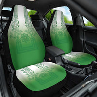 Philippines Barong Style Car Seat Cover with Polynesian Art and Leaf Motif Green Color