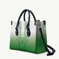 Philippines Barong Style Leather Bag with Polynesian Art and Leaf Motif Green Color