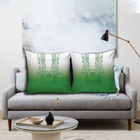 Philippines Barong Style Pillow Cover with Polynesian Art and Leaf Motif Green Color