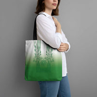 Philippines Barong Style Tote Bag with Polynesian Art and Leaf Motif Green Color
