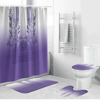 Philippines Barong Style Bathroom Set with Polynesian Art and Leaf Motif Purple Color