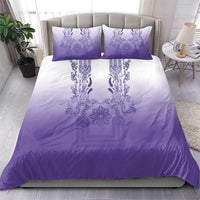 Philippines Barong Style Bedding Set with Polynesian Art and Leaf Motif Purple Color