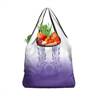 Philippines Barong Style Grocery Bag with Polynesian Art and Leaf Motif Purple Color
