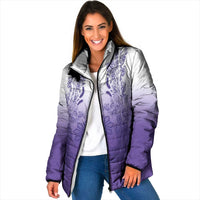 Philippines Barong Style Padded Jacket with Polynesian Art and Leaf Motif Purple Color