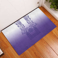 Philippines Barong Style Rubber Doormat with Polynesian Art and Leaf Motif Purple Color