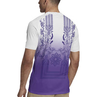 Philippines Barong Style Rugby Jersey with Polynesian Art and Leaf Motif Purple Color
