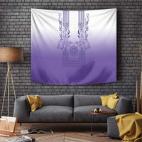 Philippines Barong Style Tapestry with Polynesian Art and Leaf Motif Purple Color