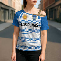 Argentina Rugby Custom Cross Shoulder Shirt Los Pumas Jaguar Race Style - Wonder Print Shop