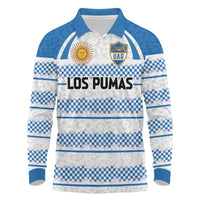 Argentina Rugby Custom Long Sleeve Polo Shirt Los Pumas Jaguar Race Style - Wonder Print Shop