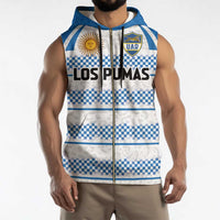 Argentina Rugby Custom Sleeveless Zip Hoodie Los Pumas Jaguar Race Style - Wonder Print Shop