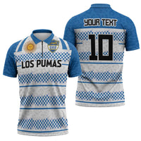 Argentina Rugby Custom Zipper Polo Shirt Los Pumas Jaguar Race Style - Wonder Print Shop