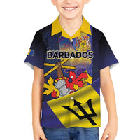 Barbados Independence Day Family Matching Long Sleeve Bodycon Dress and Hawaiian Shirt Coat of Arms with Freedom Emblems - Wonder Print Shop