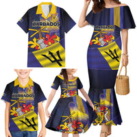 Barbados Independence Day Family Matching Mermaid Dress and Hawaiian Shirt Coat of Arms with Freedom Emblems - Wonder Print Shop