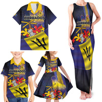 Barbados Independence Day Family Matching Tank Maxi Dress and Hawaiian Shirt Coat of Arms with Freedom Emblems - Wonder Print Shop