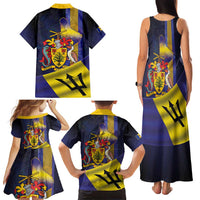 Barbados Independence Day Family Matching Tank Maxi Dress and Hawaiian Shirt Coat of Arms with Freedom Emblems - Wonder Print Shop