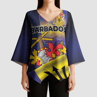 Barbados Independence Day Kimono Sleeve Blouse Coat of Arms with Freedom Emblems - Wonder Print Shop