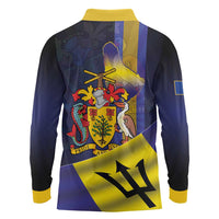 Barbados Independence Day Long Sleeve Polo Shirt Coat of Arms with Freedom Emblems - Wonder Print Shop
