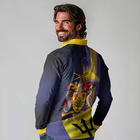 Barbados Independence Day Long Sleeve Polo Shirt Coat of Arms with Freedom Emblems - Wonder Print Shop