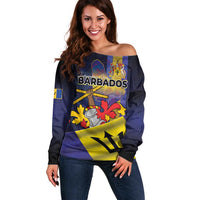Barbados Independence Day Off Shoulder Sweater Coat of Arms with Freedom Emblems - Wonder Print Shop