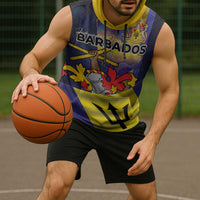 Barbados Independence Day Sleeveless Hoodie Coat of Arms with Freedom Emblems - Wonder Print Shop