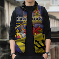 Barbados Independence Day Sleeveless Puffer Jacket Coat of Arms with Freedom Emblems - Wonder Print Shop