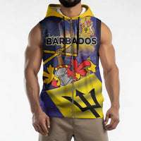 Barbados Independence Day Sleeveless Zip Hoodie Coat of Arms with Freedom Emblems - Wonder Print Shop