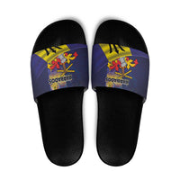 Barbados Independence Day Slide Sandals Coat of Arms with Freedom Emblems - Wonder Print Shop