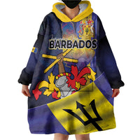 Barbados Independence Day Wearable Blanket Hoodie Coat of Arms with Freedom Emblems - Wonder Print Shop