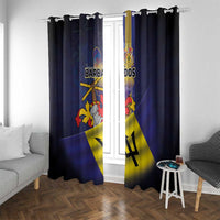 Barbados Independence Day Window Curtain Coat of Arms with Freedom Emblems - Wonder Print Shop