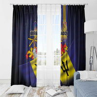Barbados Independence Day Window Curtain Coat of Arms with Freedom Emblems - Wonder Print Shop